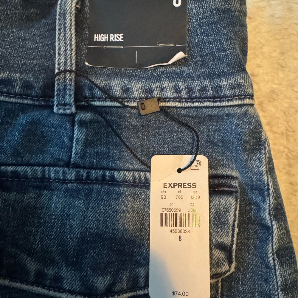 Express High Rise Denim Skirt - Picture 2 of 4